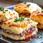 Baked French Dip Biscuits on a Platter