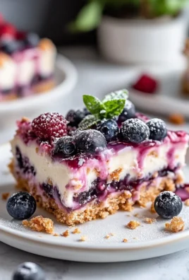 Blueberry Crisp Cheesecake Bars on a Plate