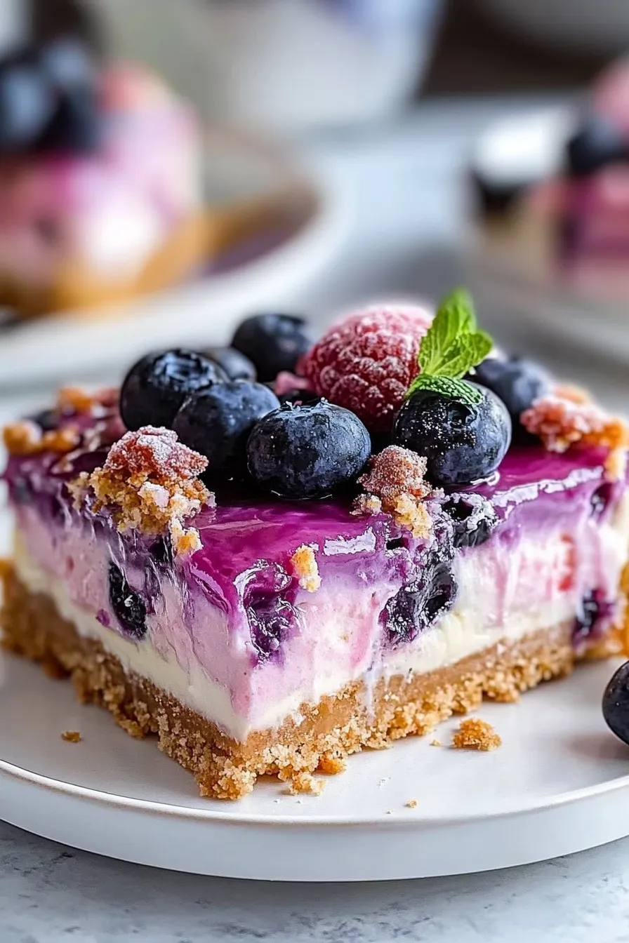 Blueberry Crisp Cheesecake Bars