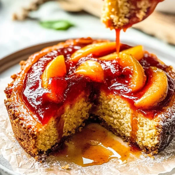 Delicious Bourbon Peach Upside Down Cake Freshly Baked
