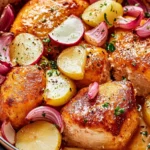 Braised Chicken with Potatoes and Chive Butter Sauce