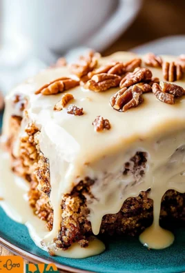 Delicious Butter Pecan Praline Poke Cake Ready to Serve