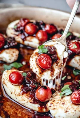 Caprese Chicken on a Plate with Tomatoes and Basil