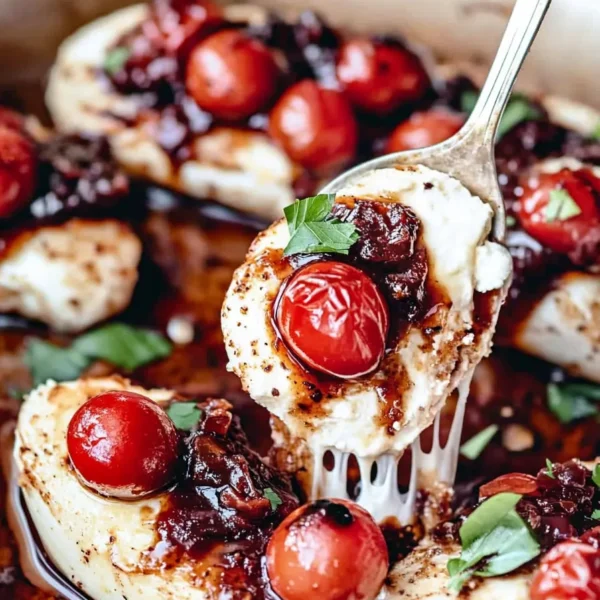 Caprese Chicken on a Plate with Tomatoes and Basil