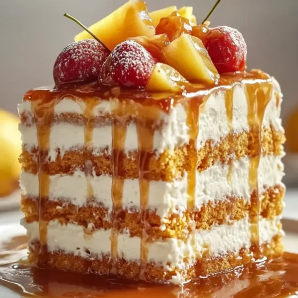 Delicious Caramel Apple Cheesecake Cake Slices