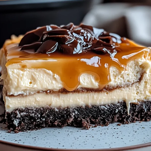 Delicious Caramel Brownie Cheesecake Slice