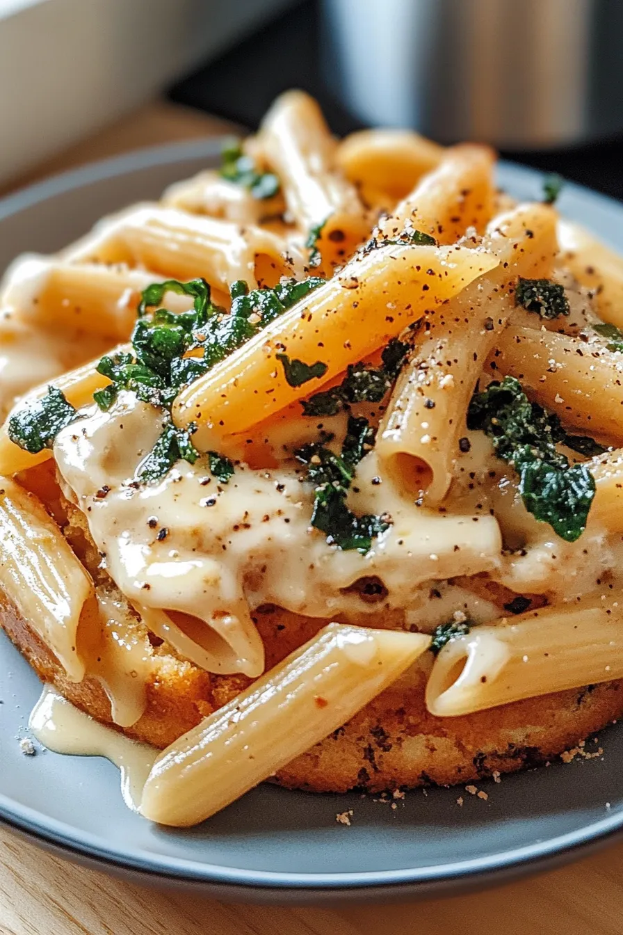 Cheese Shrimp Penne Pasta & Spinach