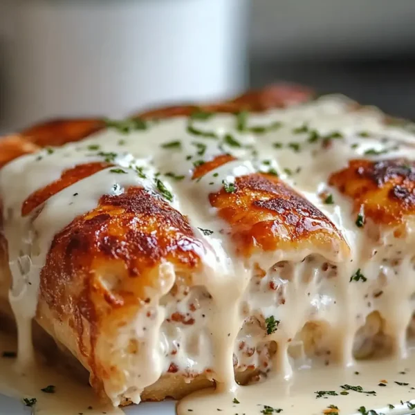 Cheesy Chicken Alfredo Lasagna Rolls Ready to Serve