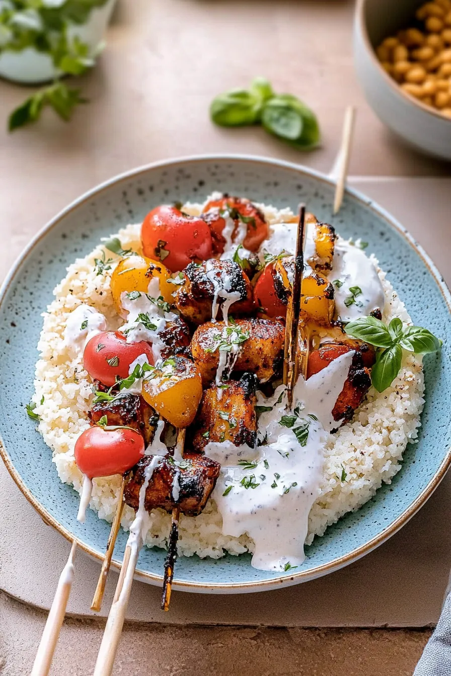 Chicken Tzatziki Rice Bowls.
