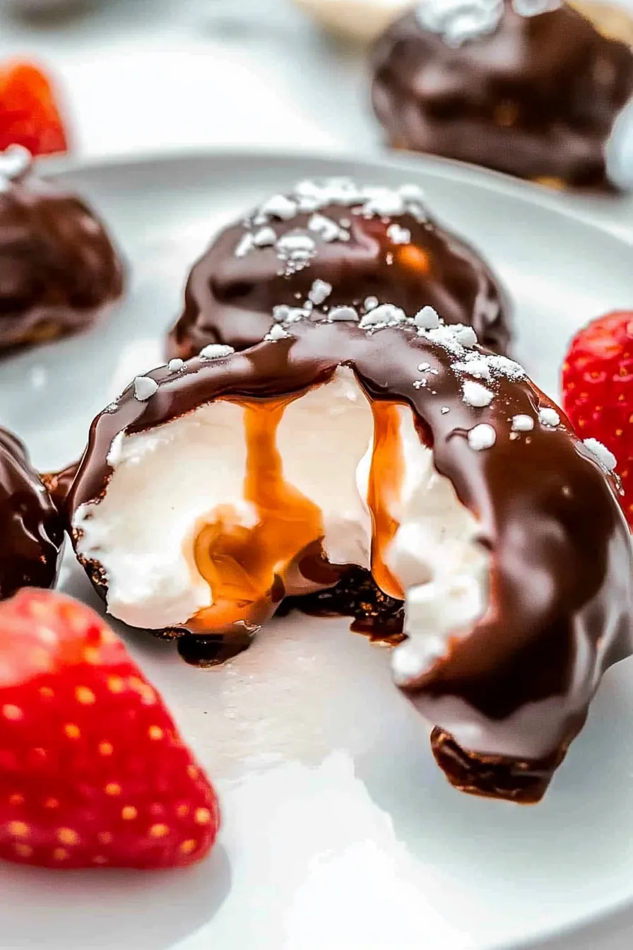 Chocolate Strawberry Frozen Yogurt Bites – Easy