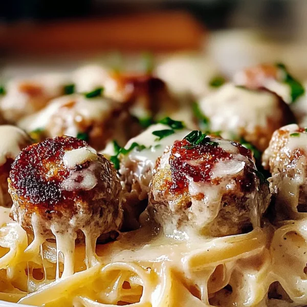 Delicious Garlic Butter Meatballs with Creamy Linguine