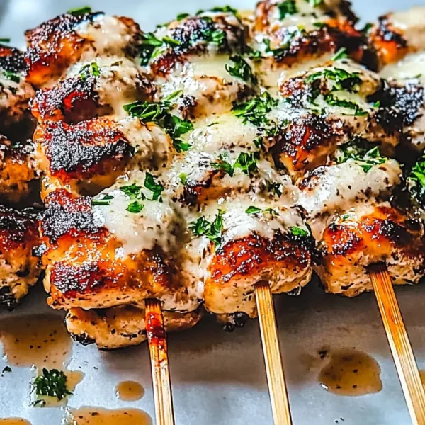 Garlic Parmesan Chicken Skewers on the Grill