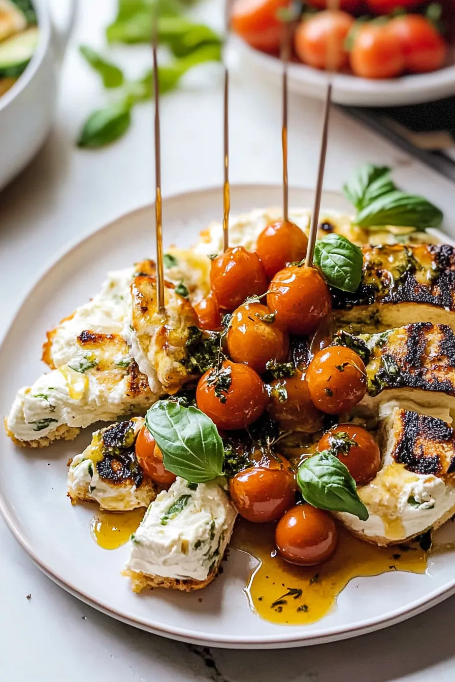 Grilled Caprese Pesto Chicken Skewers