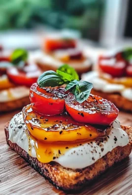 Delicious Grilled Peach and Burrata Crostini Plated