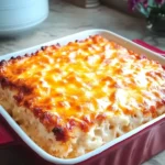 Jiffy Cornbread Casserole Freshly Baked in a Dish