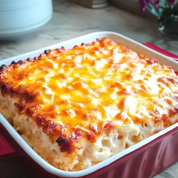 Jiffy Cornbread Casserole Freshly Baked in a Dish