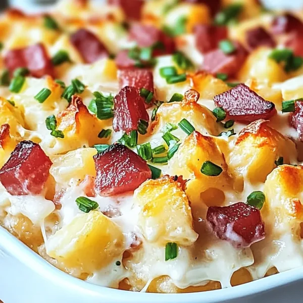 Loaded Potato Ranch Chicken Casserole Served Hot