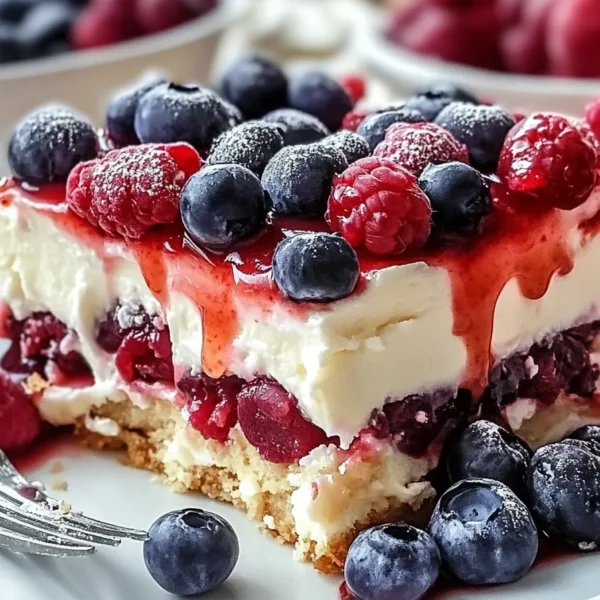 No Bake Summer Berry Lasagna Slices
