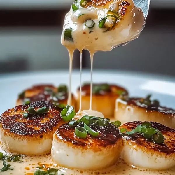 Seared Scallops with Spicy Cajun Cream Sauce Plated