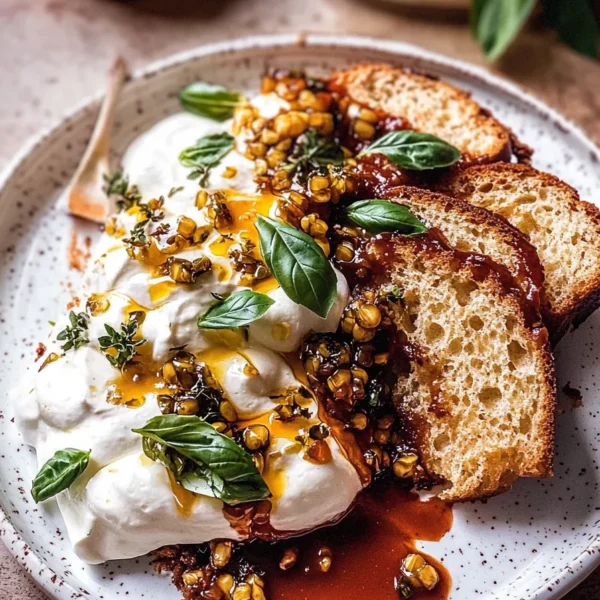 Smashed Burrata with Jam and Pistachios - Beautiful Serving