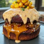 Smoked Cheddar Jalapeño Burgers with Crispy Bacon Sauce - Delicious!