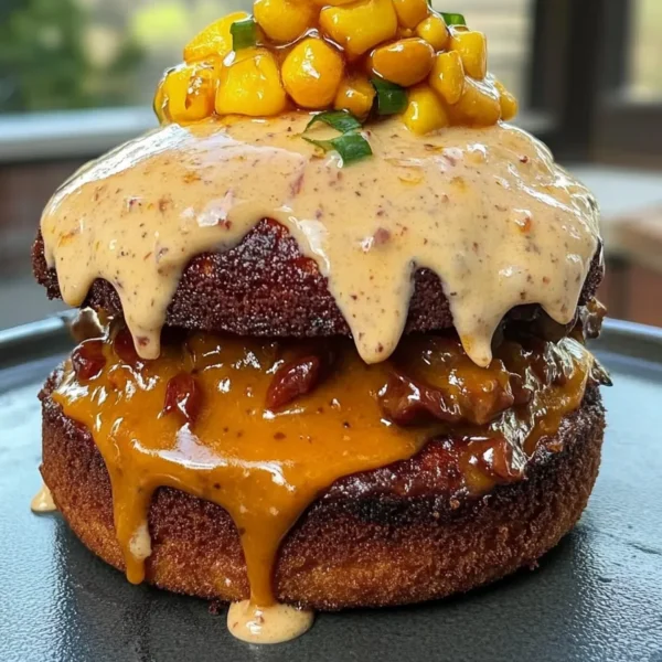 Smoked Cheddar Jalapeño Burgers with Crispy Bacon Sauce - Delicious!