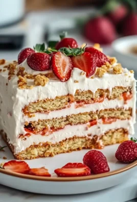 Strawberry Cream Cheese Icebox Cake Slice on Plate