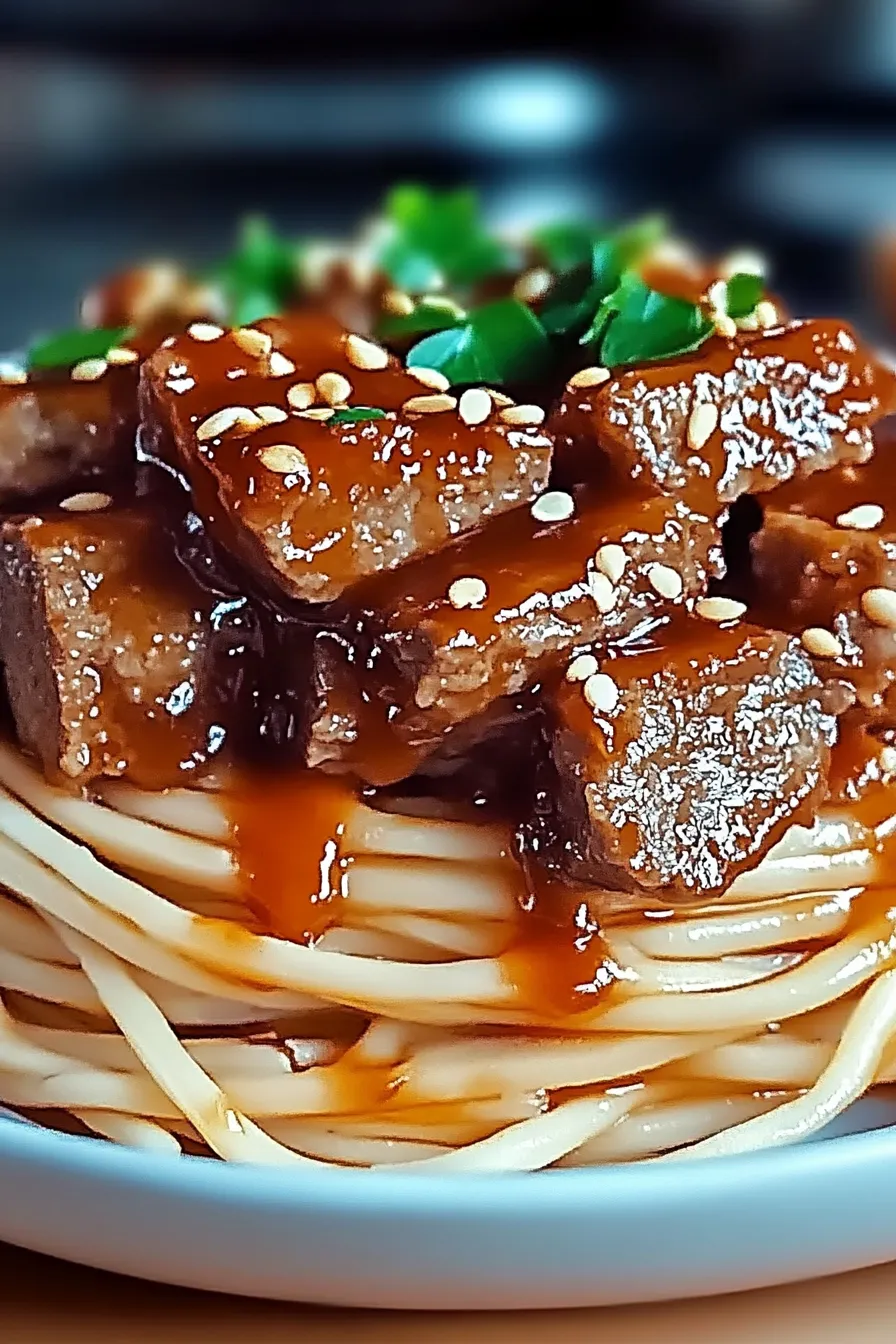 Sweet and Spicy Garlic Steak Pasta