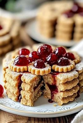 Traditional Austrian Linzer Cookies on a Rustic Plate