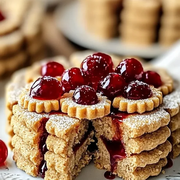 Traditional Austrian Linzer Cookies on a Rustic Plate