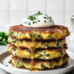 Crispy Zucchini Fritters on a Plate