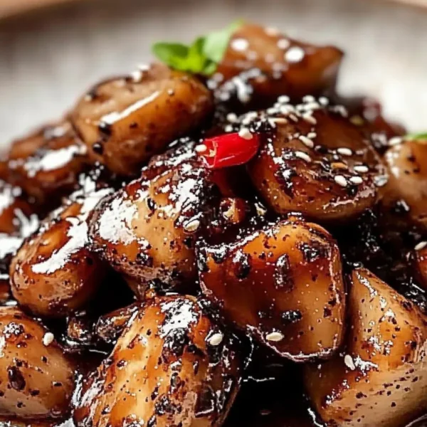 Delicious Black Pepper Chicken with Mushrooms in a Bowl