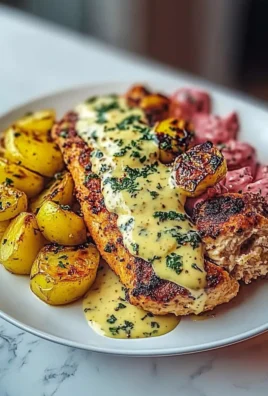Chestnut Garlic Greek Chicken Alfredo with Sage Potatoes