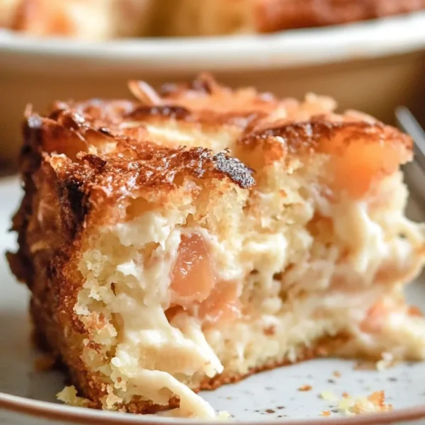 Delicious Coconut Cheesecake Bread Pudding on a Platter