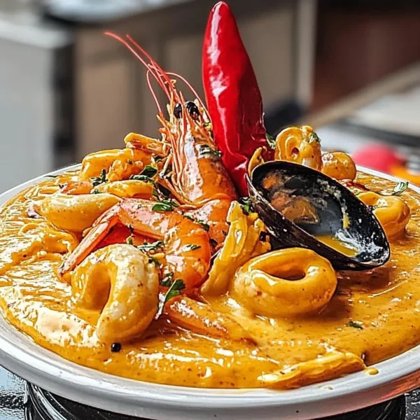Creamy Spicy Seafood Pasta Ready to Serve