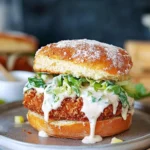 Crispy Chicken Caesar Sandwich Garnished with Fresh Greens
