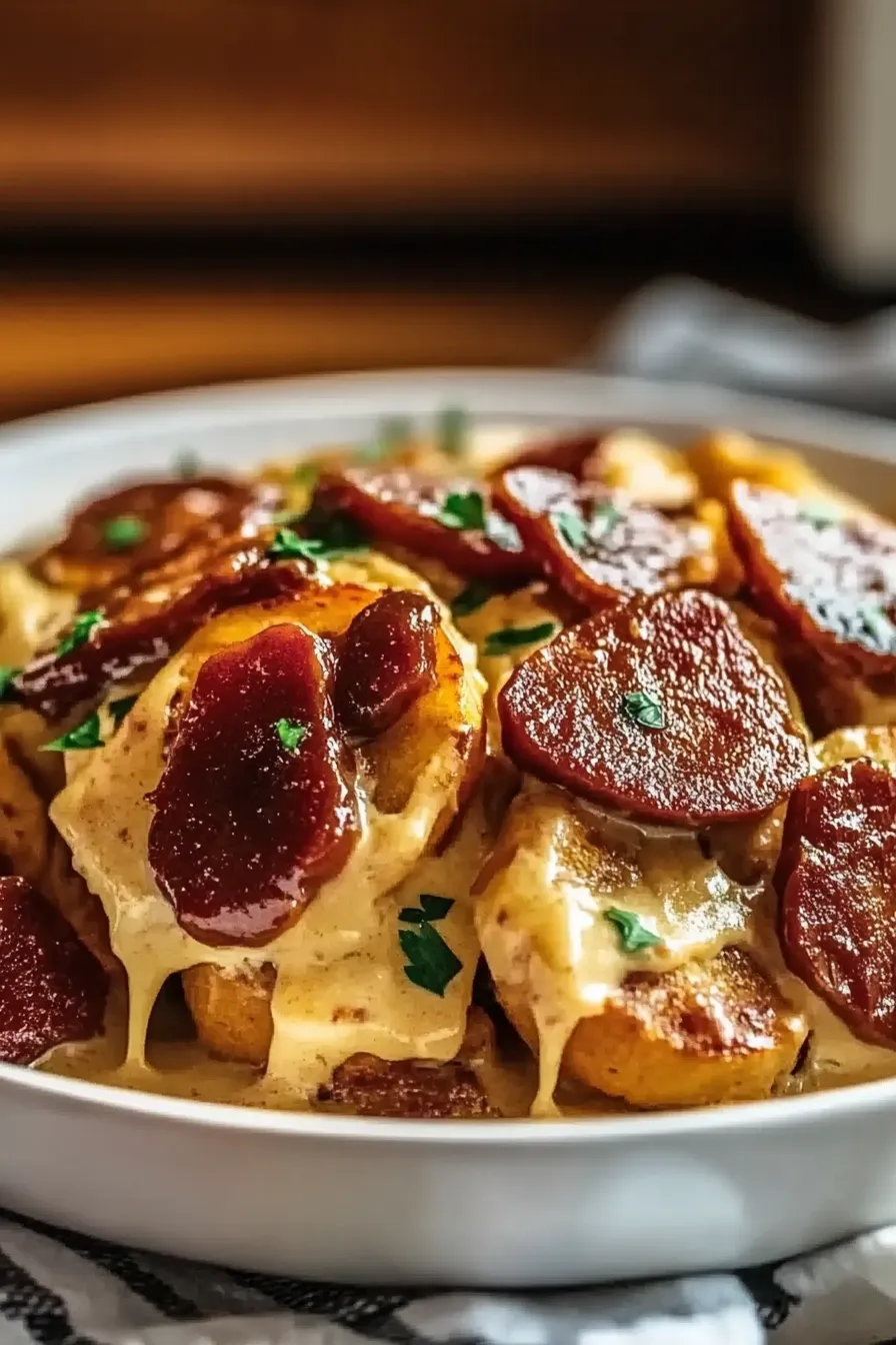 Crockpot Pierogi Casserole with Kielbasa