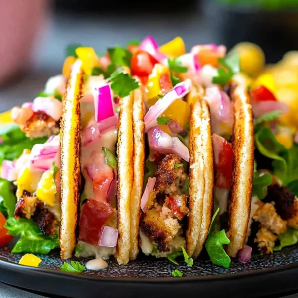 Easy Chicken Tacos on a Colorful Plate