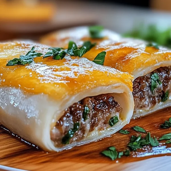 Easy Garlic Butter Beef Cheeseburger Rollups Plated