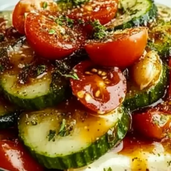 Delicious Easy Marinated Cucumber, Onion, and Tomato Salad