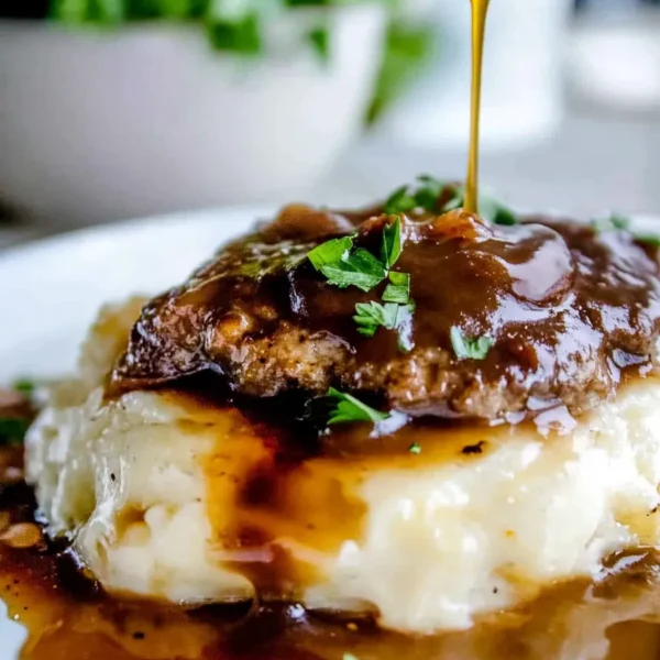 Easy Salisbury Steak Recipe Served with Mashed Potatoes