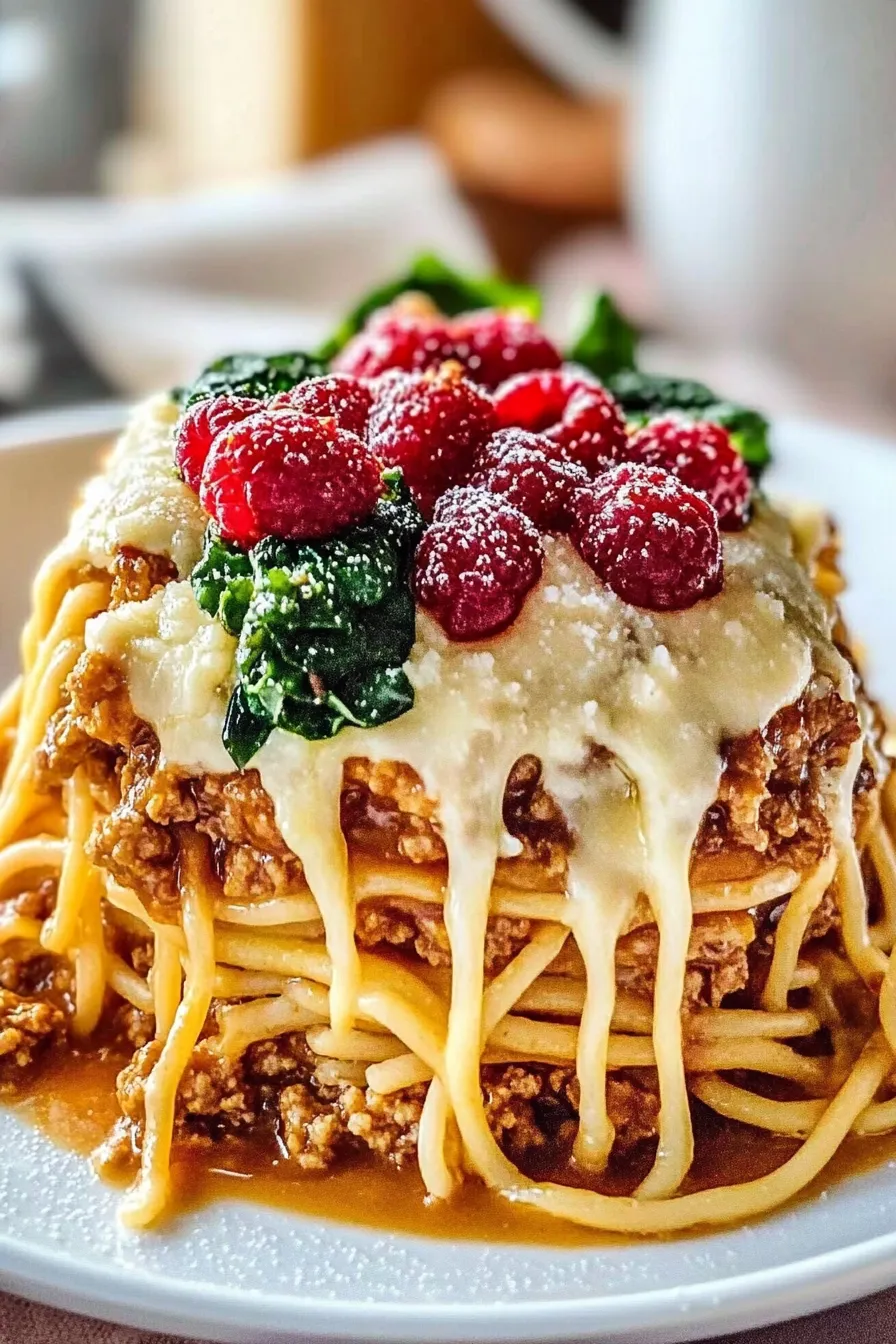 Garlic Butter Spaghetti with Cheesy Italian Sausage and Spinach