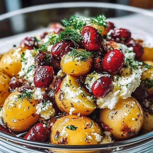 Greek Potato Salad in a Bowl Ready to Serve