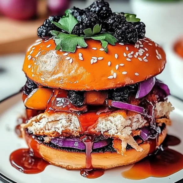 Pulled Chicken Burger with Fresh Toppings