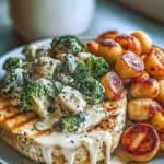 Delicious Spinach-Artichoke Greek Chicken Alfredo Plate