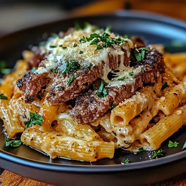 Cajun Steak Cheesy Rigatoni Parmesan