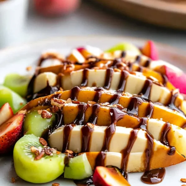 Caramel Apple Nachos on a Plate