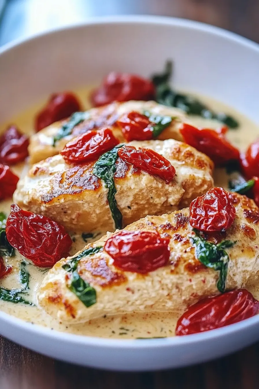 Creamy Tuscan Chicken with Spinach & Sun-Dried Tomatoes