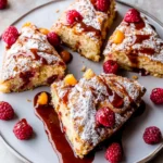 Freshly Baked Glazed Cranberry Orange Scones on a Plate