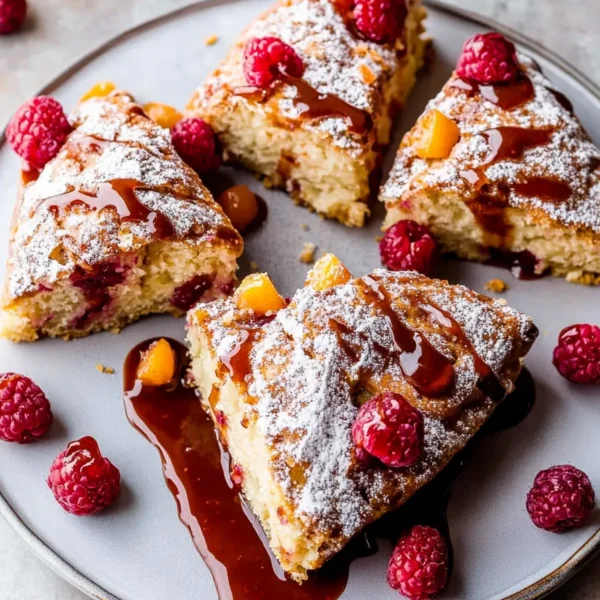 Freshly Baked Glazed Cranberry Orange Scones on a Plate